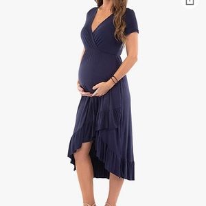 Maternity Navy Blue High Lo Dress